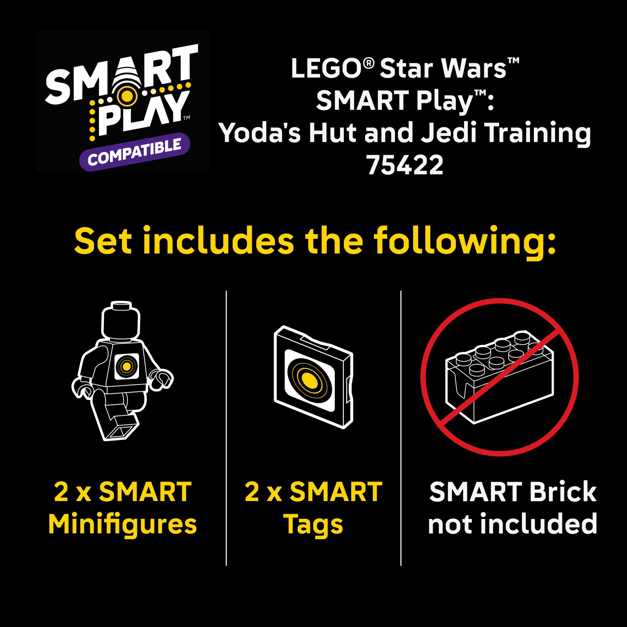 LEGO Star Wars SMART Play: Yoda’s Hut and Jedi Training - Building Toy for Role Play - Compatible Set with 2 SMART Tags and 2 LEGO Minifigures - Gift for Boys, Girls and Kids Ages 8+ - 75422