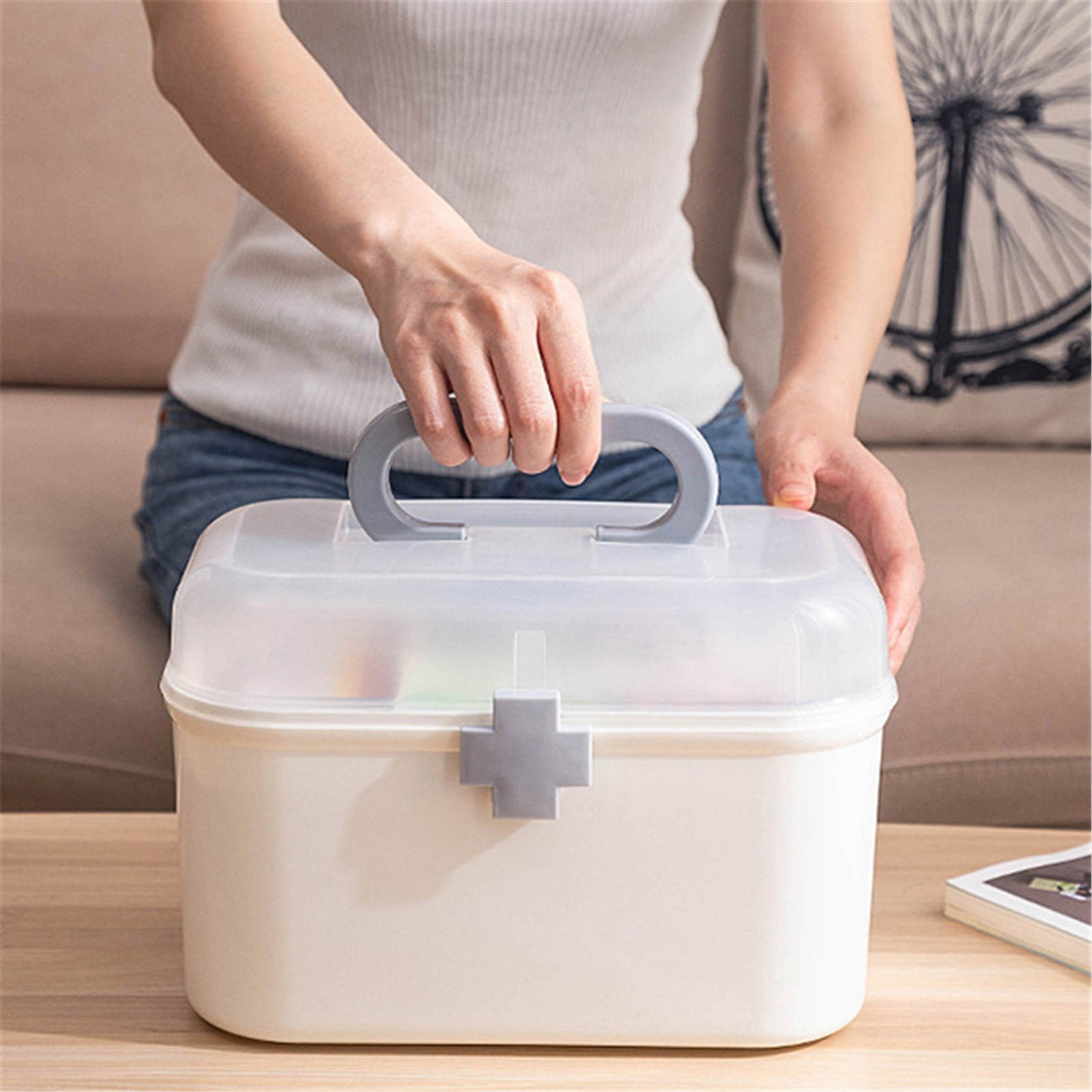 BMYJ White Large Empty First Aid Box for Family, Office, Travel