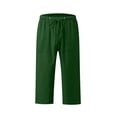 thumbnail image 6 of Womens Capri Pants Casual Cropped Linen Pants Solid Color Loose Wide Leg Cropped Trousers for Summer Beach Comfort, 6 of 8