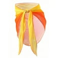 thumbnail image 7 of Boho Beach Cover Up Skirt for Women Coverups Sheer Mesh Ruched Tie Side Bikini Wraps Skirts Swimwear (M, Yellow), 7 of 7