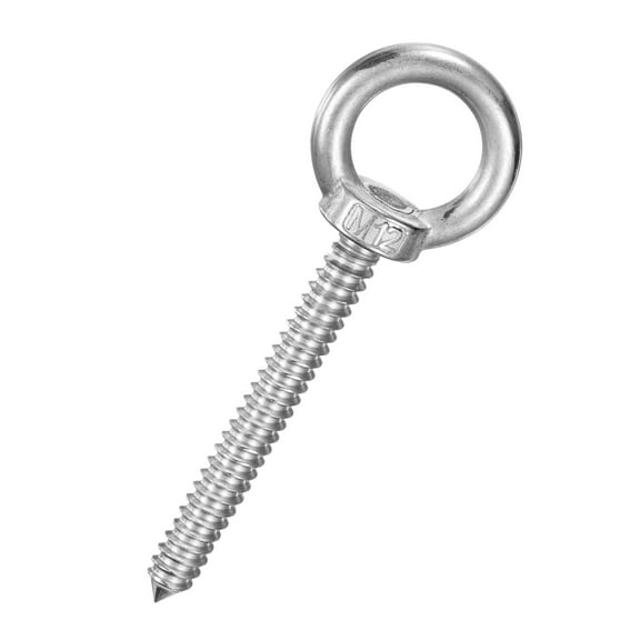 Uxcell 1-Pack 304 Stainless Steel Eyebolt M12x100mm Shoulder Lifting Eye Bolt for Wood Securing/Swing/Hanging Hammocks Silver