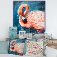 thumbnail image 2 of Designart 'Pink Flamingos Love Birds In Blue Water II' Farmhouse Framed Canvas Wall Art Print, 2 of 4