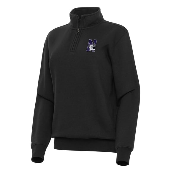 Women's Antigua Black Northwestern Wildcats Victory Quarter-Zip Sweatshirt