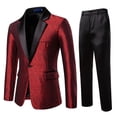 thumbnail image 4 of RKSTN 2PC Men's Tuxedo Suits Turndown Collar Single Breasted Button Printed Dress Suit Set Mens Oversized Lapel Slim Fits Print Blazer Jacket and Pant 2 Piece Set Wedding Performance Prom Dress Set, 4 of 9