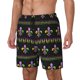 thumbnail image 1 of Balery Mardi Gras Fleur de Lis Bañador para hombre, shorts de playa de secado rápido con entrepierna y forro de compresión-Medium, 1 of 6