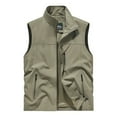 thumbnail image 2 of Men's Windproof Lightweight Golf Vest Softshell Sleeveless Jacket with Pockets for Running Hiking Sports Spring Fall,Khaki,XL, 2 of 5