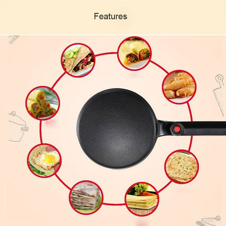 Non-stick Electric Crepe Pizza Maker Pancake Machine Griddle Baking Pan  Cake Machine Kitchen Cooking Tools with Egg Beater 
