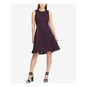 DKNY $139 Womens New 1269 Purple Mesh Seamed Sleeveless Fit + Flare Dress 4 B+B