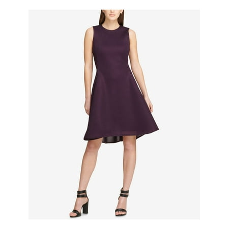 DKNY $139 Womens New 1269 Purple Mesh Seamed Sleeveless Fit + Flare Dress 4 B+B