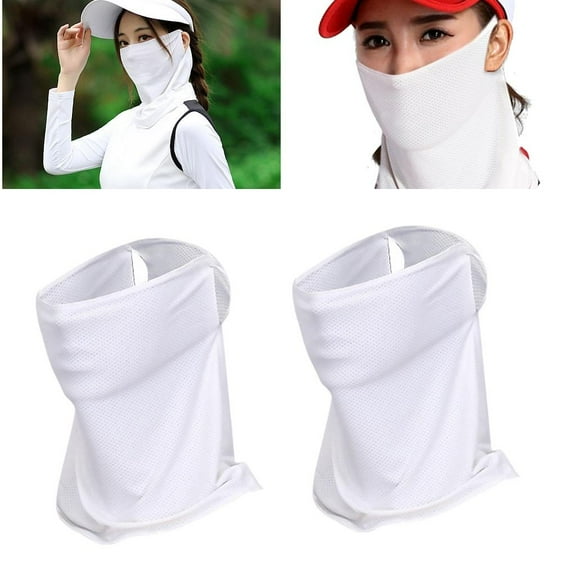 2x Bandana Outdoor Neck for Women Men Outdoor Sport Fishing Camping Golfing Hiking Ear Hanging Bandana Covering - White