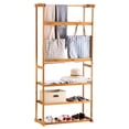 thumbnail image 2 of [80*40*178]cm Three-Layer Coat Rack (Flat) Garment Rack Hanger Storage Shelf Wood Color, 2 of 5
