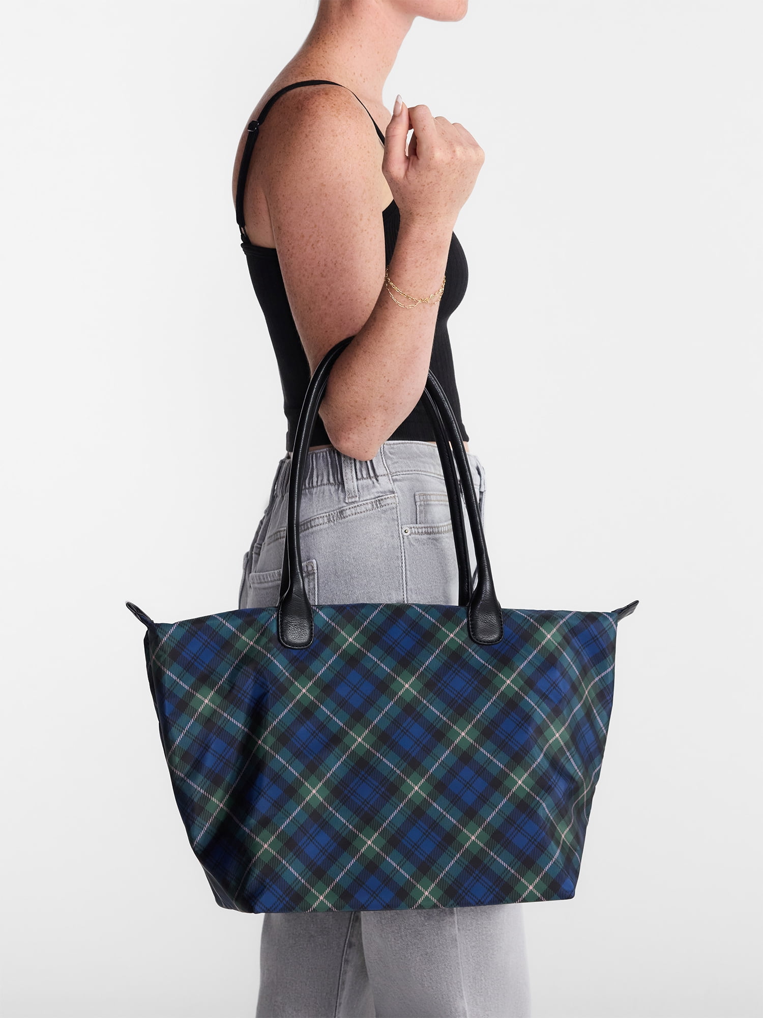 No Boundaries Women's Tote Bag, Plaid