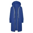 thumbnail image 4 of Women Casual Zip up Polyester Hoodies, Long Hoodie Tunic Jackets Long Sleeve Sweater Dress with Side Pockets Royal Blue XL, 4 of 7