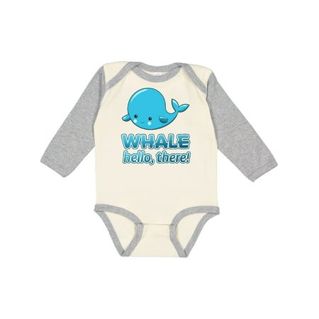 

Inktastic Whale Hello There! Gift Baby Boy or Baby Girl Long Sleeve Bodysuit