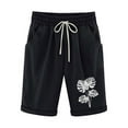 thumbnail image 2 of LEBONYARD Shorts for Women Clearance $5,Women's Shorts in Fashionable Styles,Women Printed Elastic Waist Drawstring with Casual Pockets Shorts Black M, 2 of 3