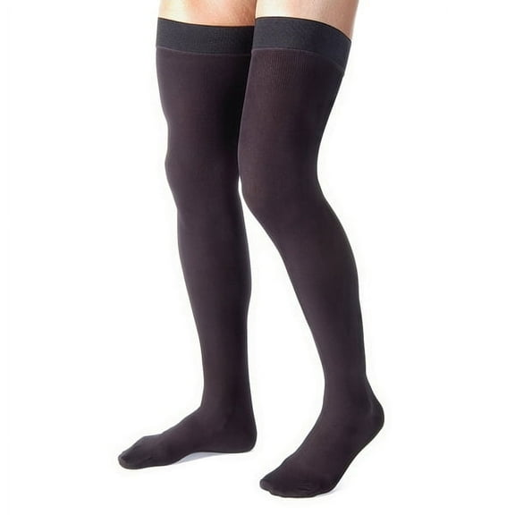 JOBST forMen Ribbed Thigh High Dot Band Closed Toe 15-20mmHg (Black) X-Large