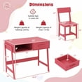 thumbnail image 3 of Costway Kids Desk and Chair Set with Storage Drawer and Hutch, Student Writing Desk Set Pink, 3 of 10