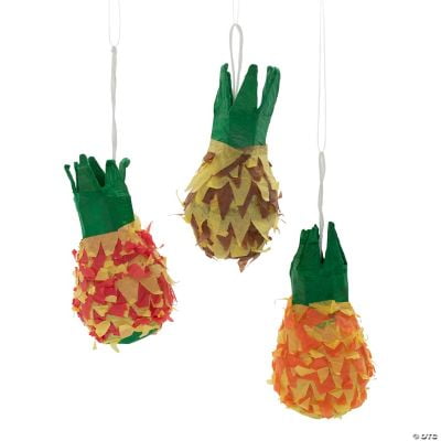 Mini Pineapple Piñata Decorations, Luau, Party Decor, 3 Pieces