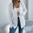 thumbnail image 6 of Gyexs Chunky Cardigan Sweaters for Women Long Sleeve Crochet Cardigan Fall Winter Homewear Clothes (White, Size M), 6 of 7