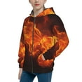 thumbnail image 2 of Naloa Fiery Orange Flames Energy Teenage Zipper Hoodie, Long Sleeve Zip Up Hoodies Casual Jackets Tops for 7-12 Years-Medium, 2 of 6