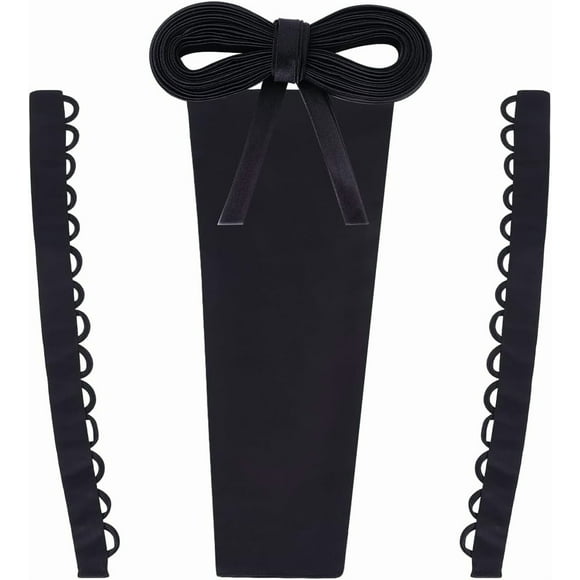 4 Pcs Kit de Corset en Satin Tissu Noir Panneau de Satin Lacé Rallonge Fermeture Éclair Rubans Réglables Nœuds Dos Corsets pour Robes de Bal Accessoires de Bricolage