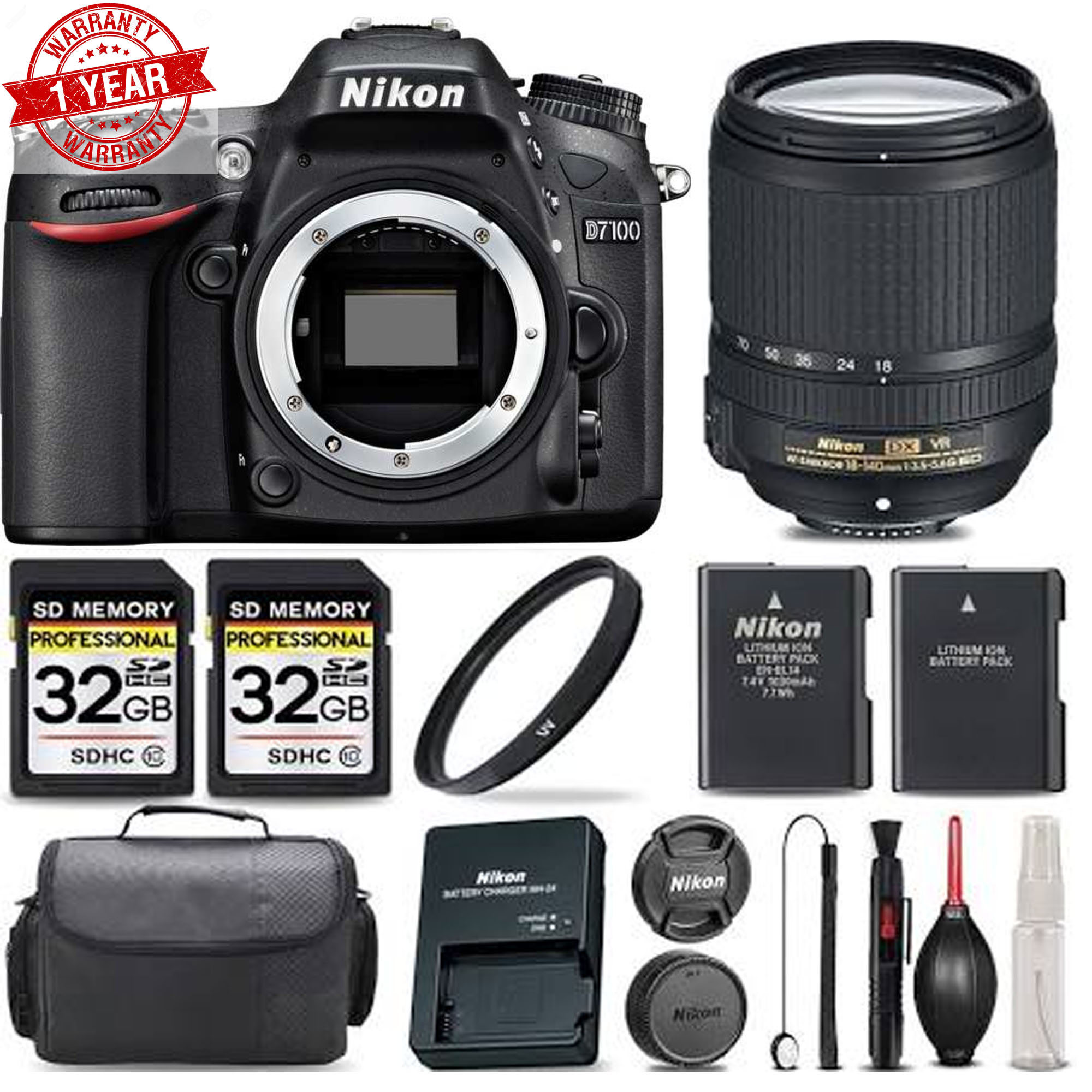 Nikon D7100 Digital SLR Camera 24.1MP with 18-140mm | Ultra Savings Bundle! NIKD71001814KKA - image 1 of 1