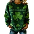 thumbnail image 2 of FASHOFT St Patricks Day Sweater Women Shamrock Irish Print Sweaters Loose Fit Crew Neck Long Sleeve Pullover Holiday Knitted Tops Dark Green XXXXL, 2 of 4