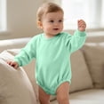 thumbnail image 3 of OGLCCG Toddler Baby Boy Girl Bubble Romper Infant Oversized Plain Long Sleeve Crewneck Sweatshirt Bodysuit Cute Bodysuit Tops 0-24M, 3 of 5