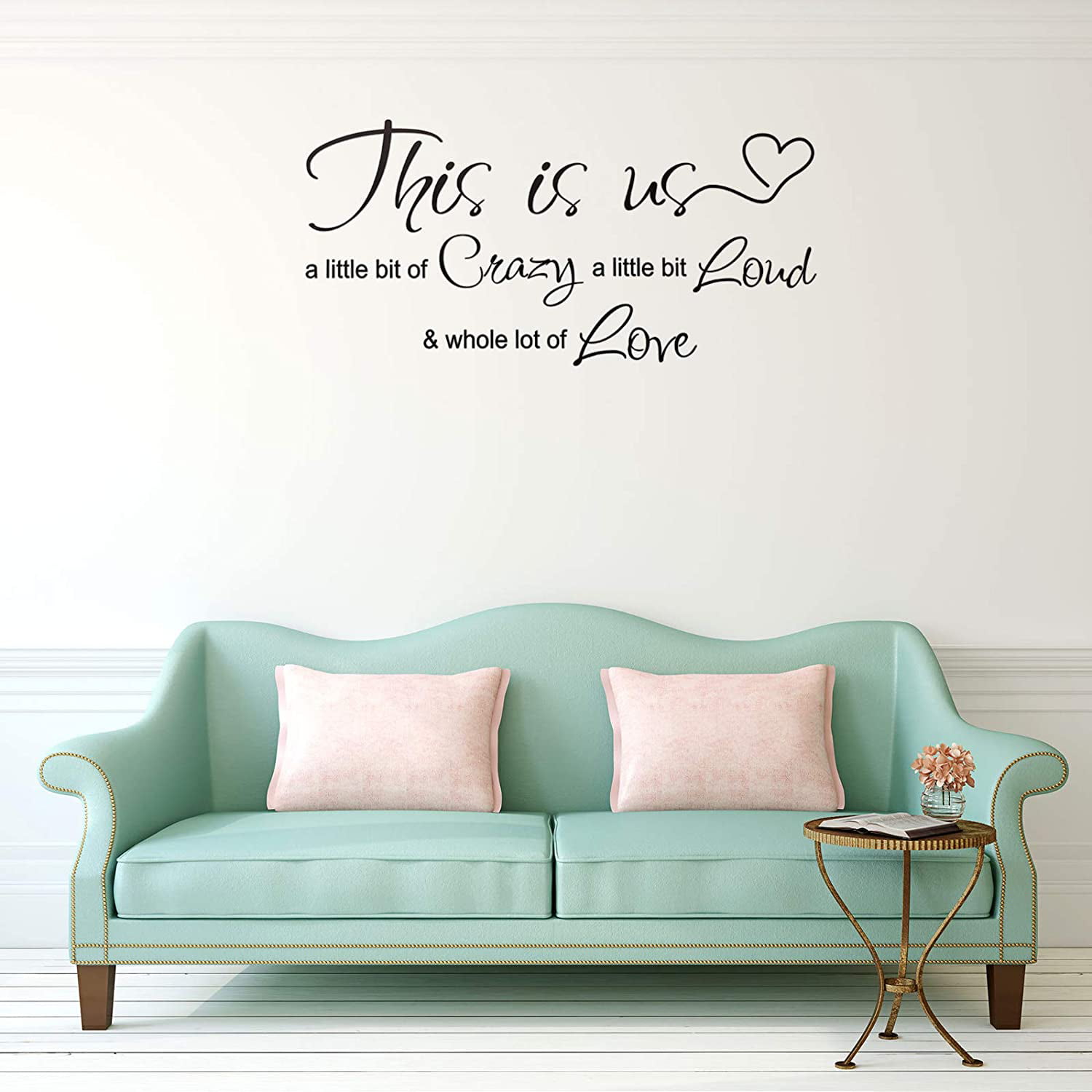 This is Us Crazy Loud Love Wall Sticker Inspirational Family Quote Sticker Art Lettering Saying Home Decoration for Bedroom Living Room Office 