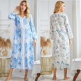 thumbnail image 3 of Women Long Sleeve Pajamas Homewear Floral Long Sleeve Nightdress Casual Night Sleepwear Dress Long Nightgown Homewear, 3 of 9