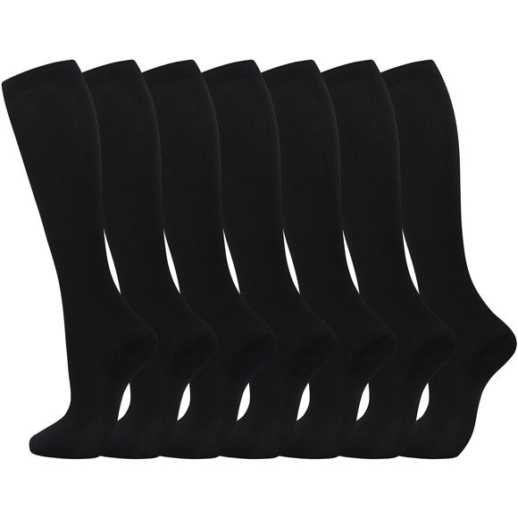 FhsagQ Socks Womens Socks Fishnet Compression Socks 7 Pairs for Women Men Circulation Knee High Sock Is Support for Athletic Running Cycling Womens Socks Black Lace Womens Socks Black Socks Black L