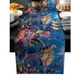thumbnail image 2 of Coastal Turtle Cotton Linen Small Table Runner 13 x 48 inch Turquoise Coral Tropical Ocean Animal Fish Non-slip Rectangular Dining Table Decor for Wedding Party Holiday Dinner, 2 of 8