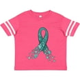 thumbnail image 3 of Inktastic Ovarian Cancer Awareness Teal Ribbon Made of Hearts Boys or Girls Toddler T-Shirt, 3 of 5
