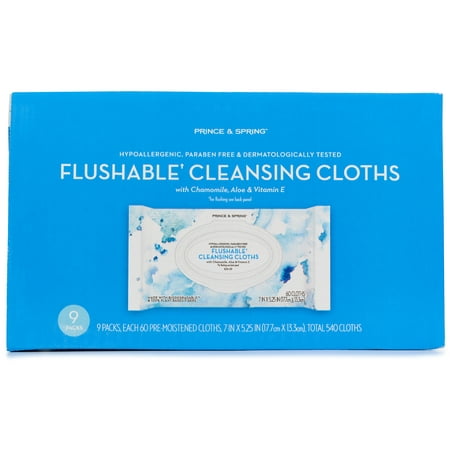 Prince & Spring Flushable Cleansing Cloths 540 Ct.