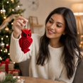 thumbnail image 5 of Velvet Christmas Tree Ornaments, Shatterproof Flocked Christmas Decorations, Burgundy Owl Shaped for Xmas Holiday Home Party Decor(B), 5 of 7