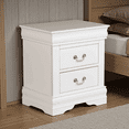 thumbnail image 4 of Leovanni Solid Wood Nightstand Set of 2, End Table with Drawers and Metal Handles, No Assembly Required, For Bedroom, Living Room, Adult, White, 4 of 10