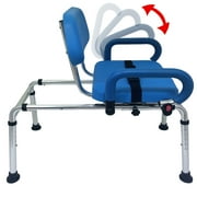 Platinum Health CAROUSEL Sliding Transfer Bench with Swivel Seat PREMIUM Padded Bath Shower Chair with Pivoting Arms