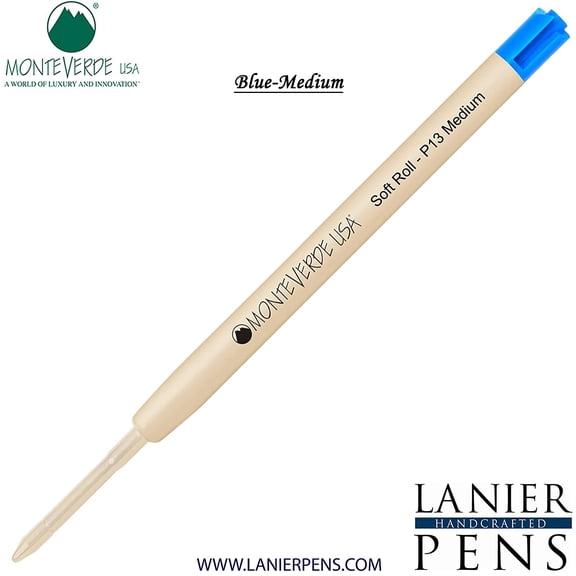 Lanier Combo Pack - 1 Pack - Monteverde SoftRoll Ballpoint P13 Paste Ink Refill Compatible with most Parker Style Ballpoint Pens - Blue (Medium Tip 0.7mm)