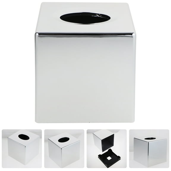 Square Tissue Box Cover Tissue Paper Box Cover Holder Electroplated Design Roll Paper Towel Dispenser Organizer for Kitchen Bathroom