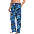 thumbnail image 2 of Uemuo Hawaiian Style Pattern Men's Wide Leg Palazzo Lounge Pants with Pockets Light Weight Loose Comfy Casual Pajama Pants-Medium, 2 of 9