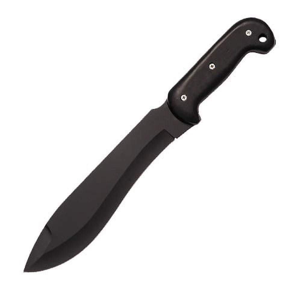 Full Tang Black Bowie Hunter Knife, Machete, 16 Inch Overall Length, Black Blade, Black Wood Handle