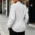thumbnail image 6 of Inverlee Striped Long Sleeve Lapel Single Button Blazer Jackets for Women Business Office Oversized Pocket Outerwear Urban Daily Relaxed Coats White XXL, 6 of 8