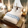 thumbnail image 4 of Blue Marine Life Bed Runner for Twin Size Bed, Ocean Coral Sea Star Shellfish Seashell Coastal Soft Bedding Scarf Bedding Protector Slipcover Sofa Throw for Bedroom Hotel Guesthouse, 4 of 8