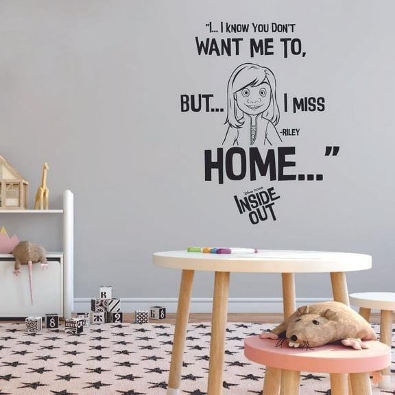 Disney Movie Inside Out Character Riley's Quote - I Know You Dont Want Me To But I Miss Home Quote Vinyl Wall Decal Wall Art Boys Girls Bedroom Nursery Play Room Wall Decoration Size (20x20 inch)