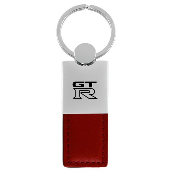 Nissan GTR Duo Rectangular Leather Key Chain (Burgundy)