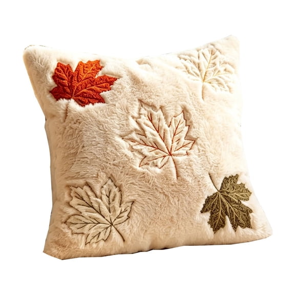 Beautynvta Thanksgiving Fall Pillow Covers, 17.72"x17.72" Plush Maple Leaf Throw Pillows Covers for Bedrooms, Sofas, Fall Home Decor
