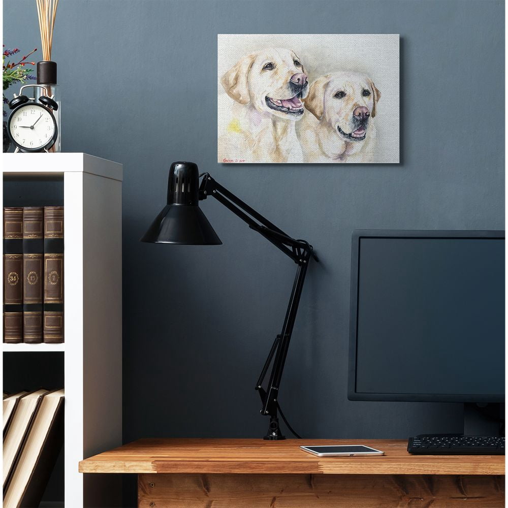 Stupell Industries Dog Friends Pet Animal Watercolor Painting Canvas Wall Art by George Dyachenko