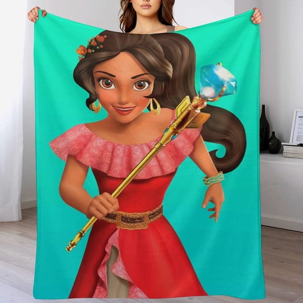 Manta de dibujos animados de Elena de Avalor, suave y acogedora manta de felpa esponjosa para niños, niñas y adultos jóvenes, cálida manta de franela para sala de estar, dormitorio, sofá cama de 30 x