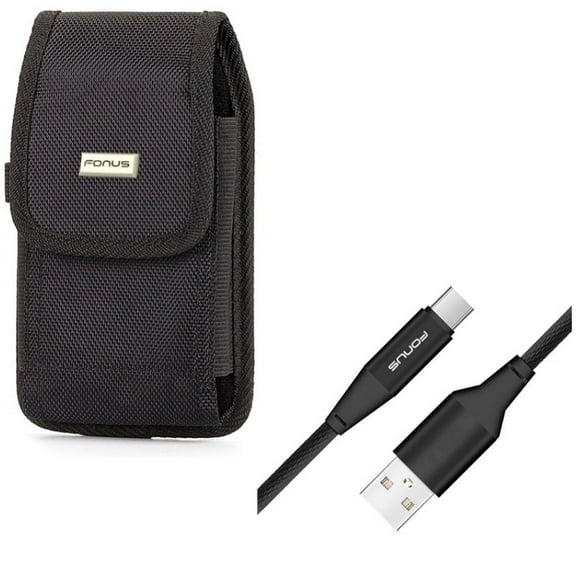 10ft USB Cable & Case Belt Clip for Samsung Galaxy S22 - Type-C Charger Cord Power   Rugged Holster Combo