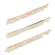 Kitsch Fashion Beaded Bobby Pins, Gold, Silver and Rose Gold, 3pcs